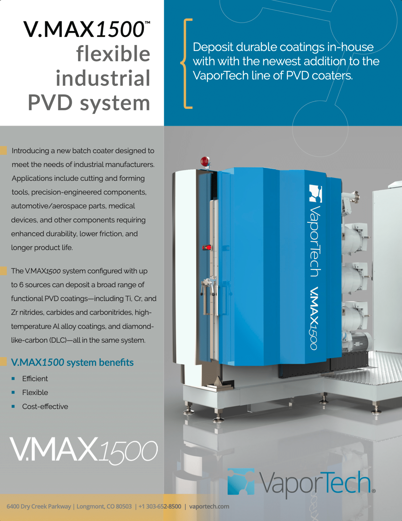 V.Max1500 industrial PVD coater